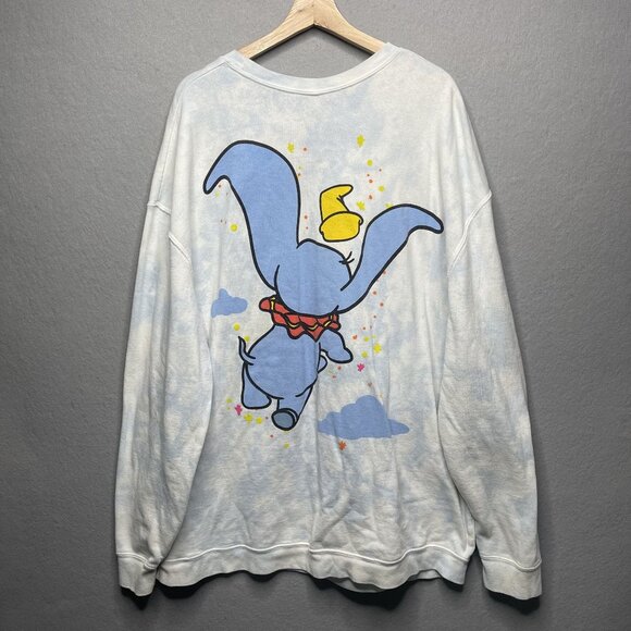 Unisex Adult Disney Sweatshirt Flying Dumbo Cloud Elephant Double Sided XXL - Picture 3 of 4